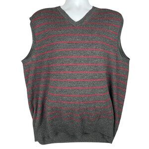 Gap Sweater Vest Mens Size XL Gray Striped Wool Preppy Academia Old Money School
